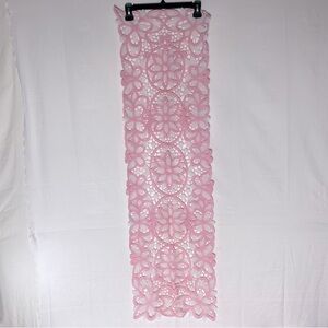 Vintage Light Pink Floral Lace Table Runner Cottagecore Grannycore